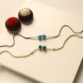 Handmade Thread & Bead Work Rakhi (Set of 2)