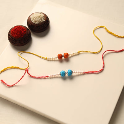 Handmade Thread & Bead Work Rakhi (Set of 2)