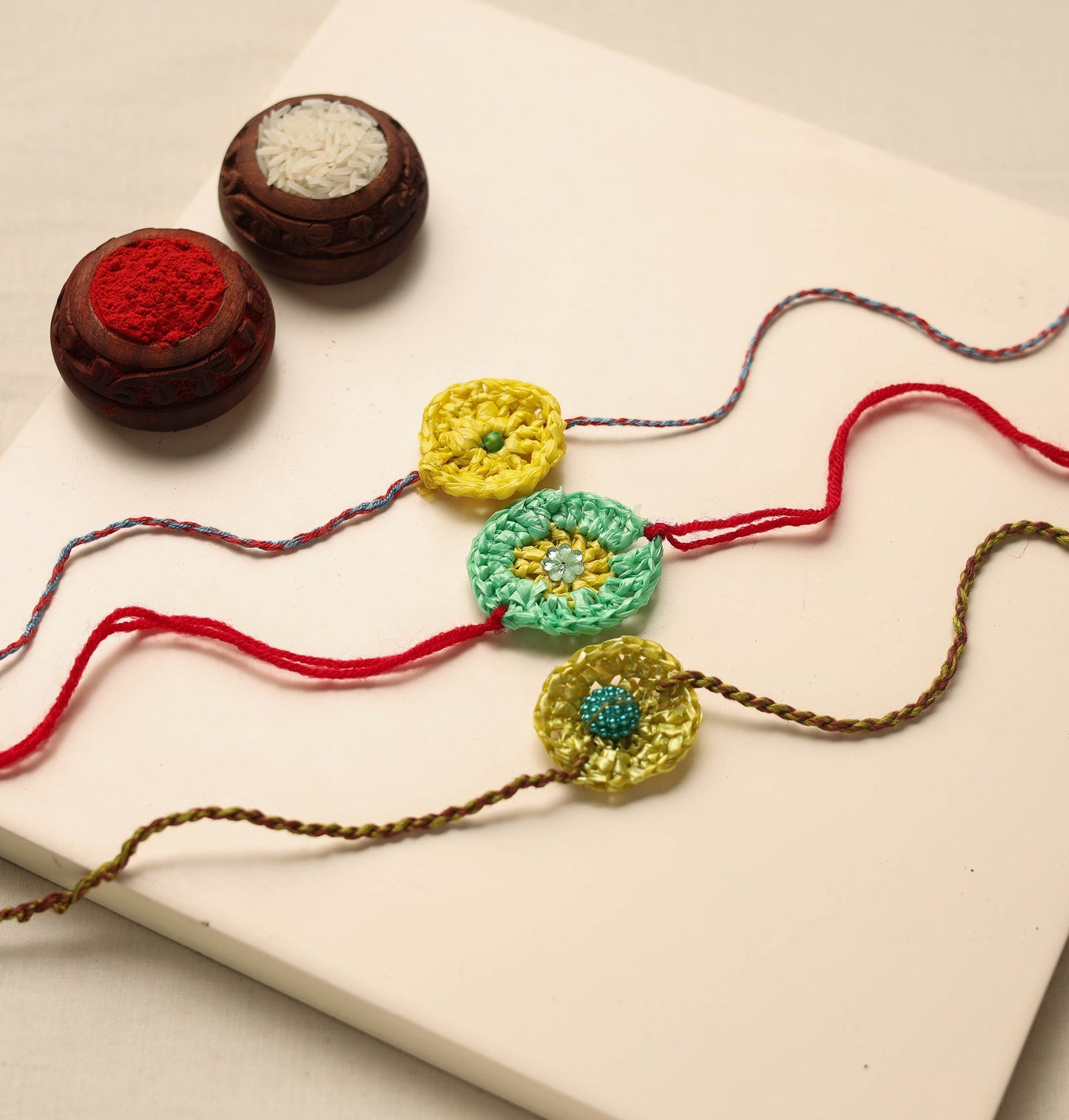 Handmade Upcycled Weave Rakhi (Assorted Set of 3)
