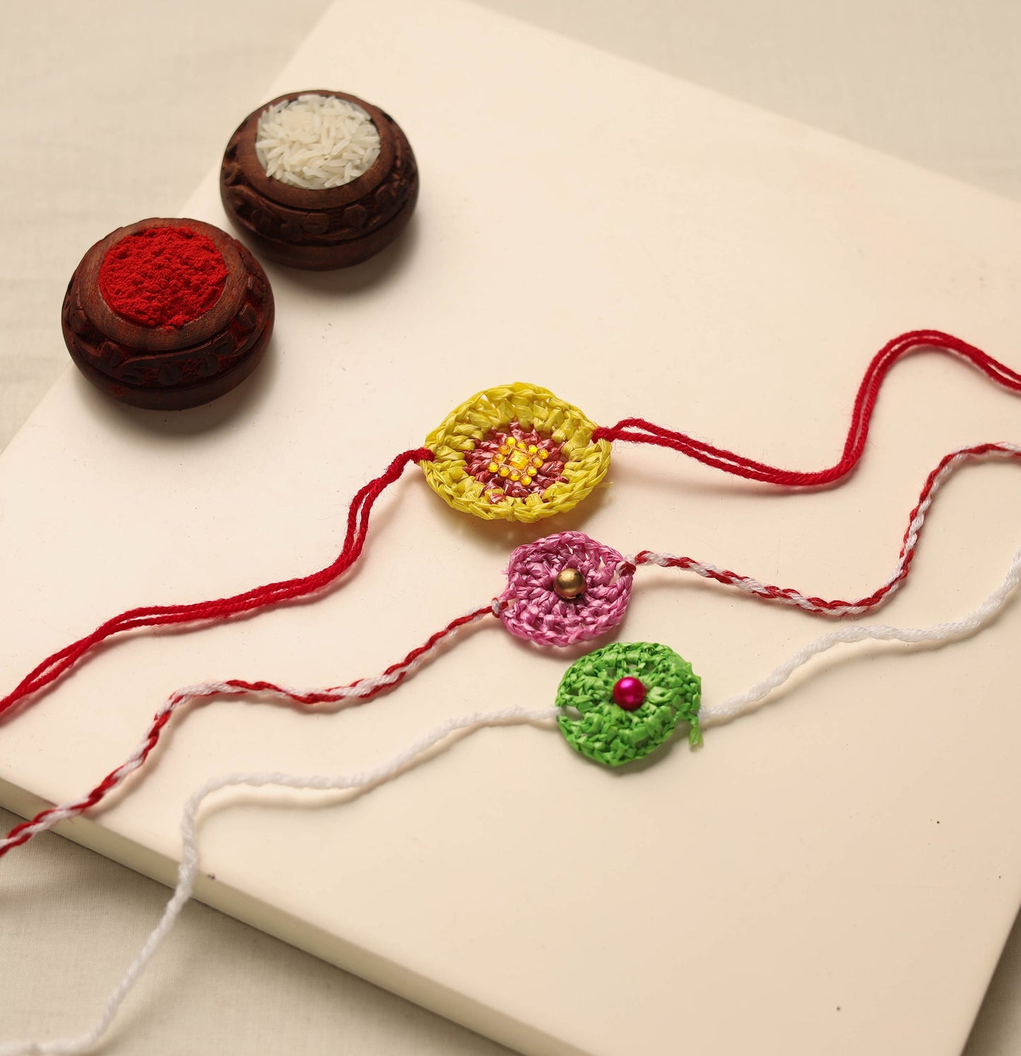 Handmade Upcycled Weave Rakhi (Assorted Set of 3)