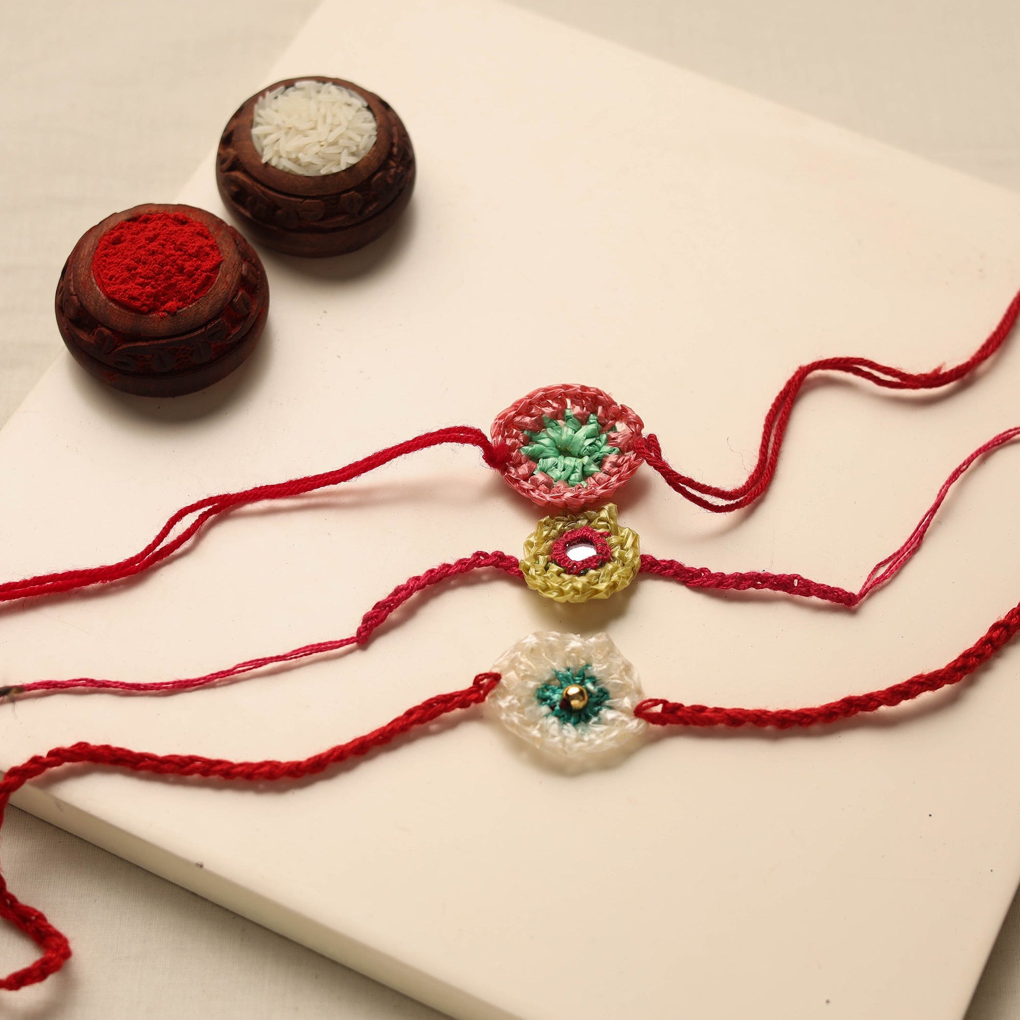 Handmade Upcycled Weave Rakhi (Assorted Set of 3)