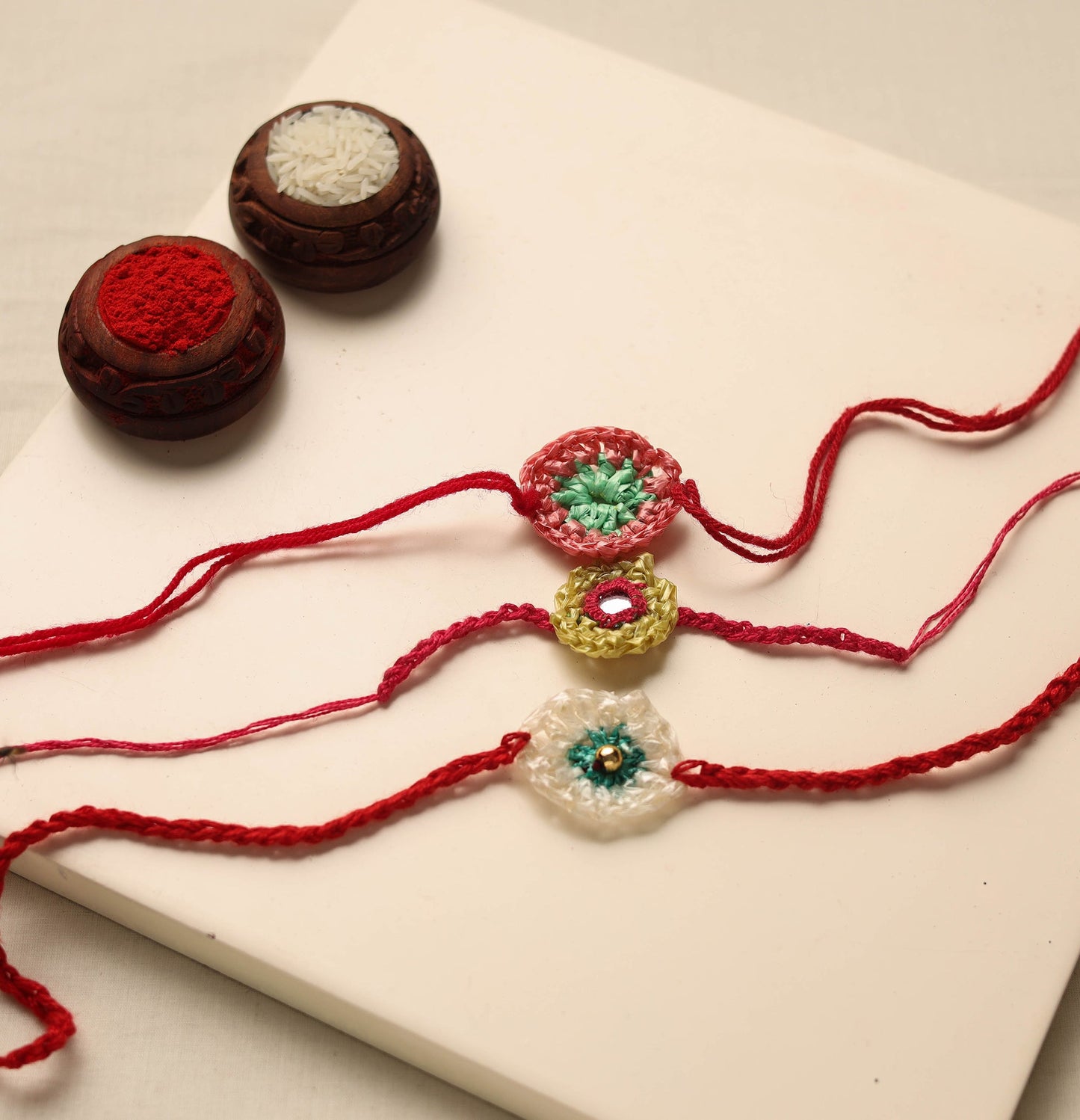 Handmade Upcycled Weave Rakhi (Assorted Set of 3)