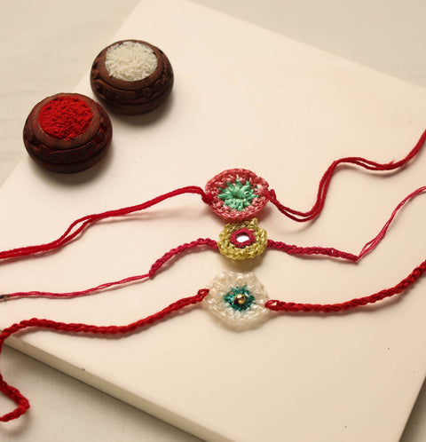 Handmade Upcycled Weave Rakhi (Assorted Set of 3)