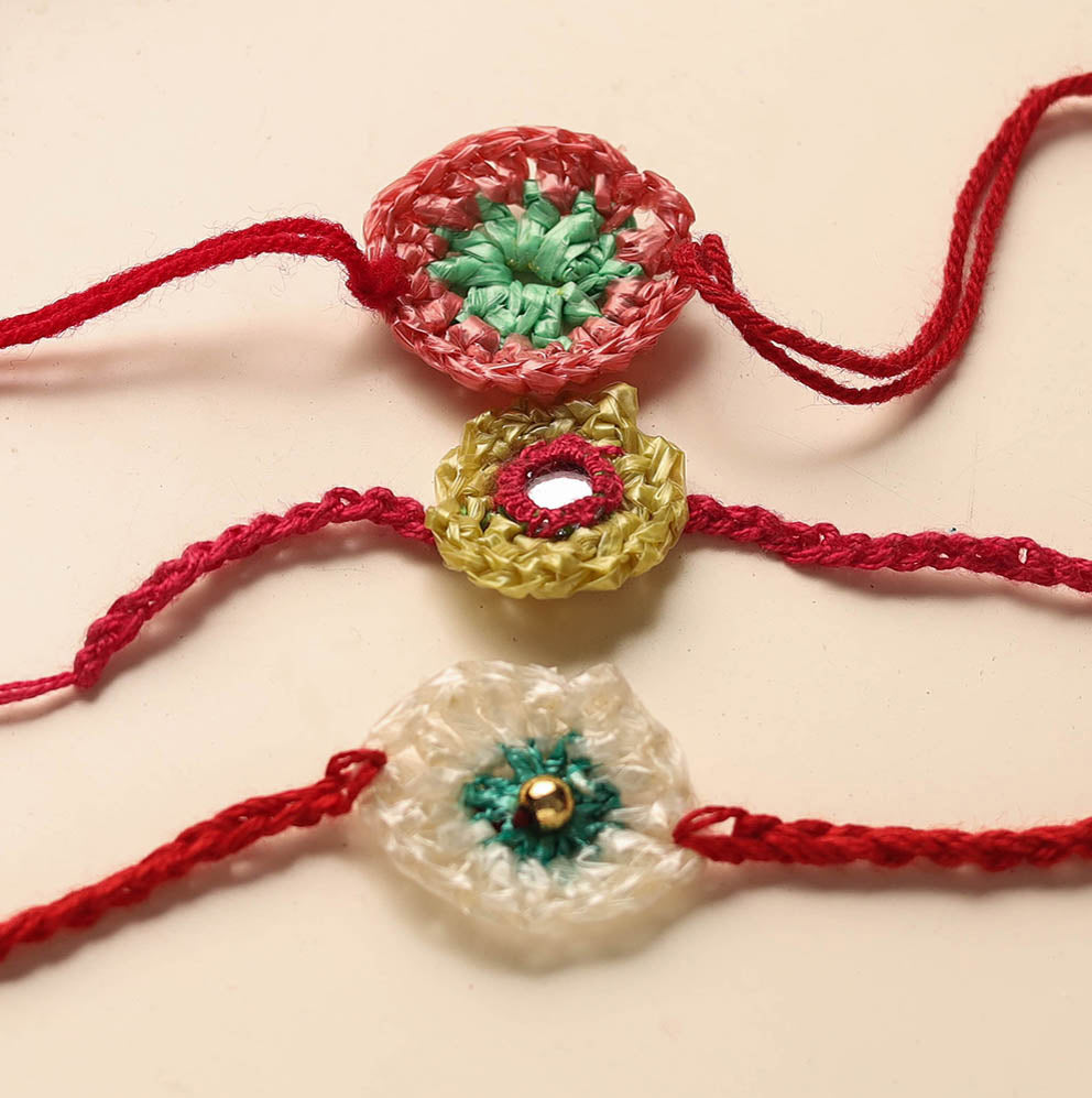Handmade Upcycled Weave Rakhi (Assorted Set of 3)