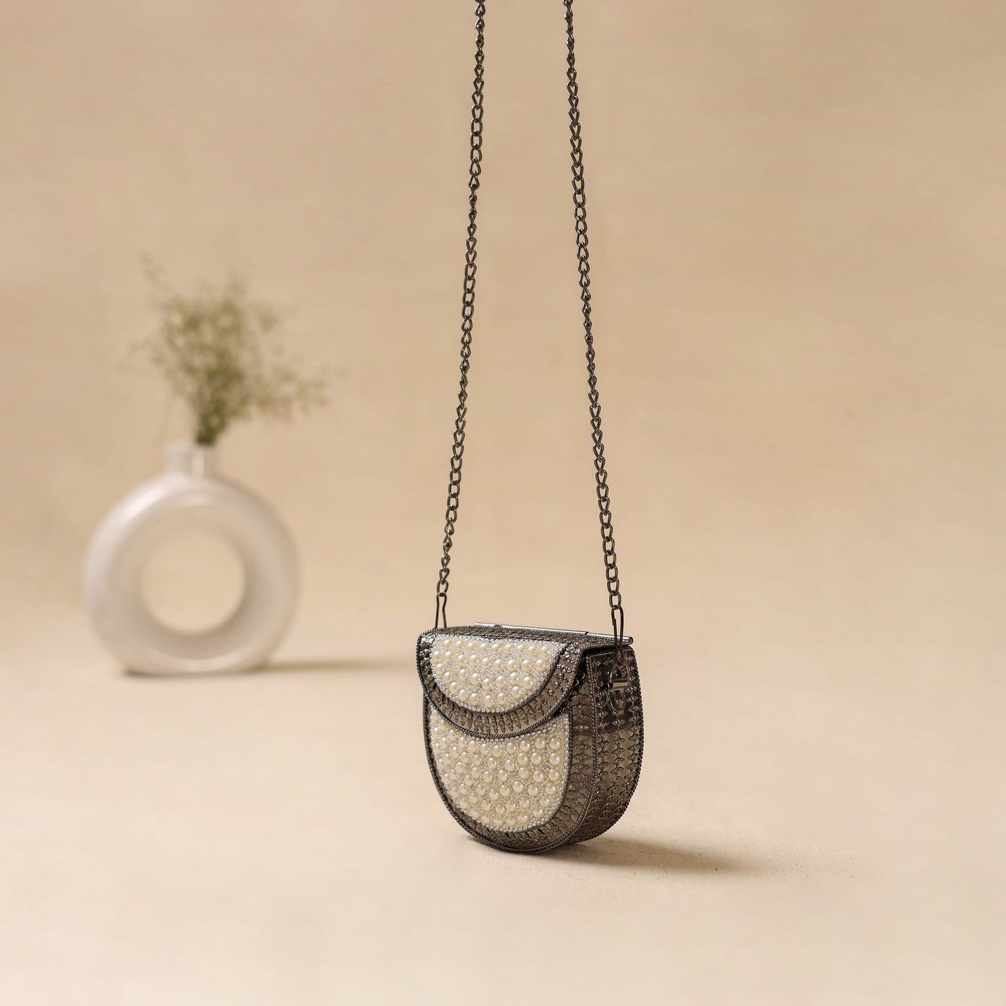 Handmade vintage metal beads clutch / sling bag 14