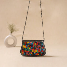 Handmade vintage metal mosaic stone clutch / sling bag 04