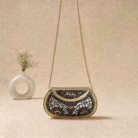 Handmade vintage metal mosaic stone clutch / sling bag 05