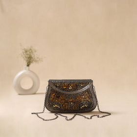 Handmade vintage metal mosaic stone clutch / sling bag 06