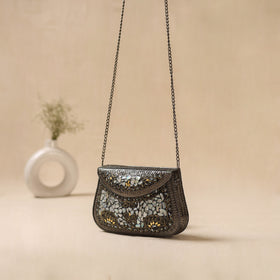 Handmade vintage metal mosaic stone clutch / sling bag 08