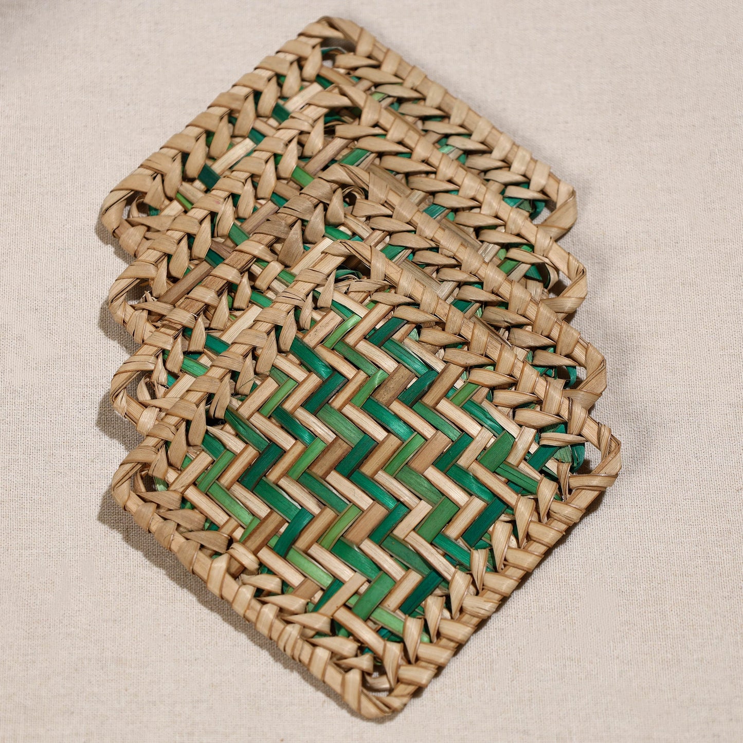  Handmade Water Hyacinth Coasters from Assam (Set Of 6) 