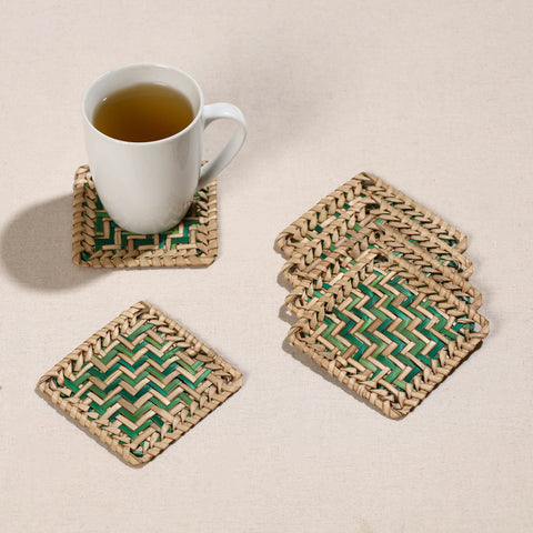  Handmade Water Hyacinth Coasters from Assam (Set Of 6) 