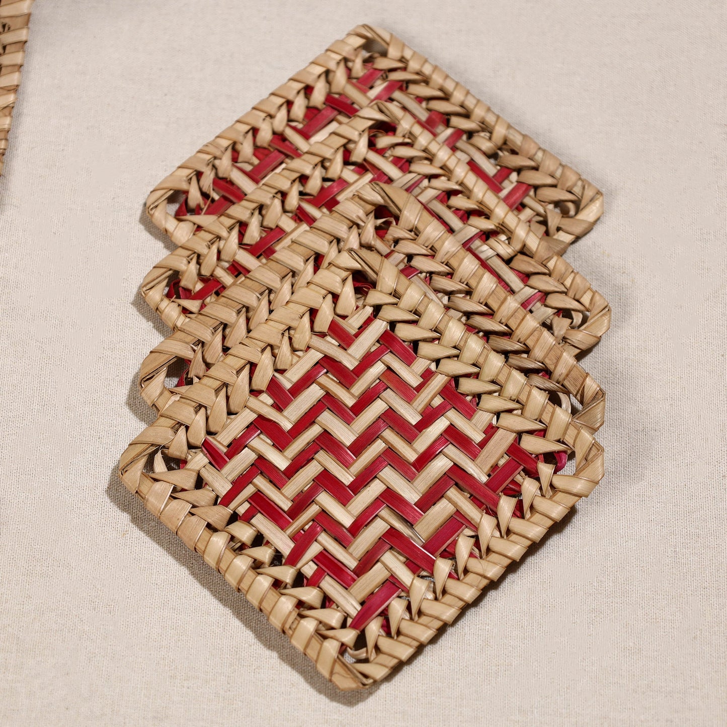  Handmade Water Hyacinth Coasters from Assam (Set Of 6) 