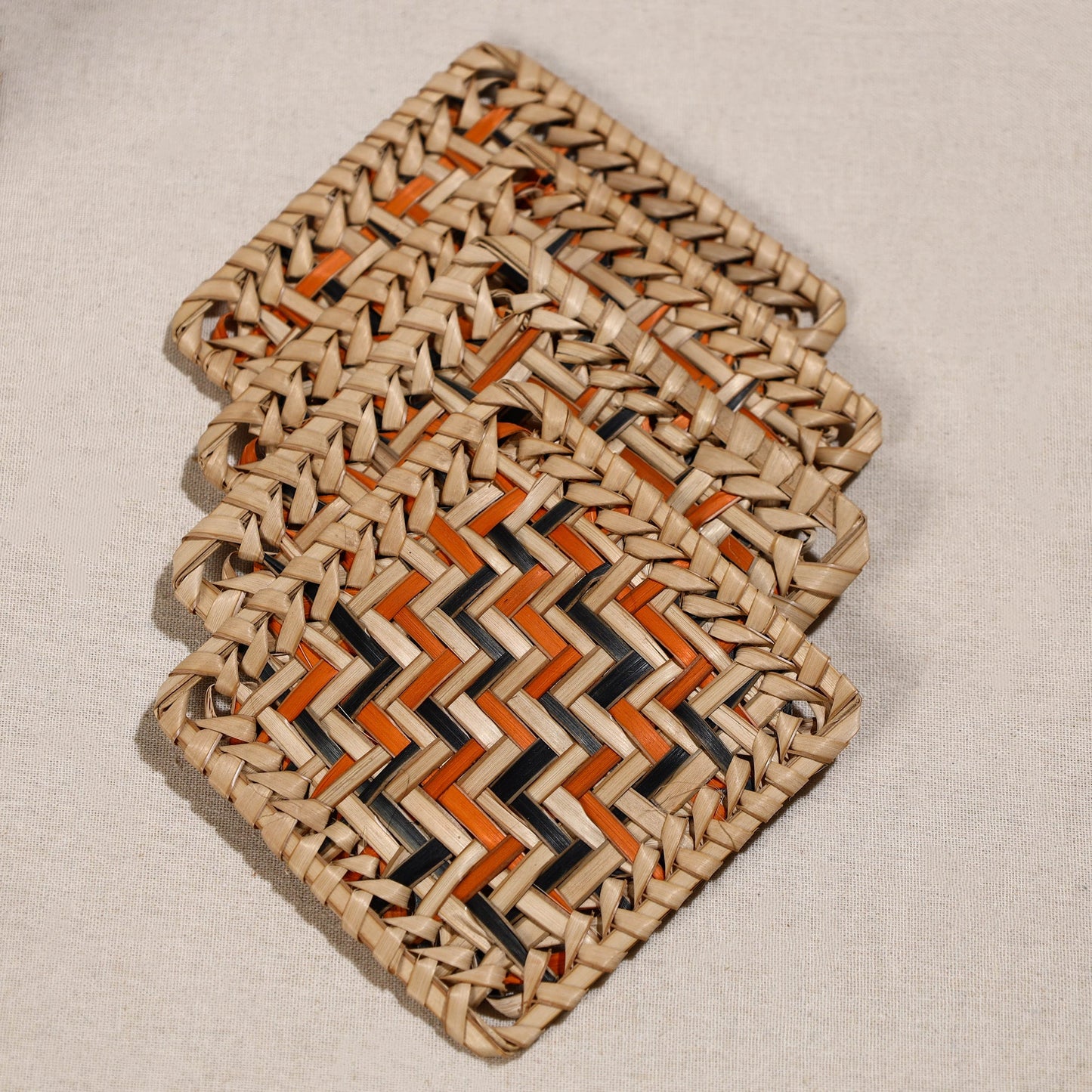  Handmade Water Hyacinth Coasters from Assam (Set Of 6) 