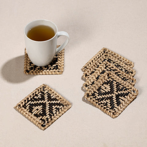  Handmade Water Hyacinth Coasters from Assam (Set Of 6) 