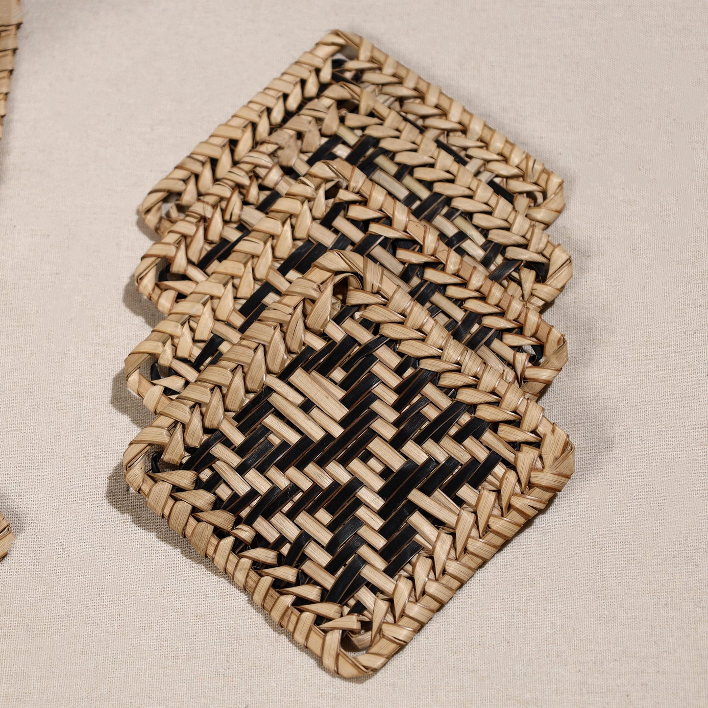  Handmade Water Hyacinth Coasters from Assam (Set Of 6) 