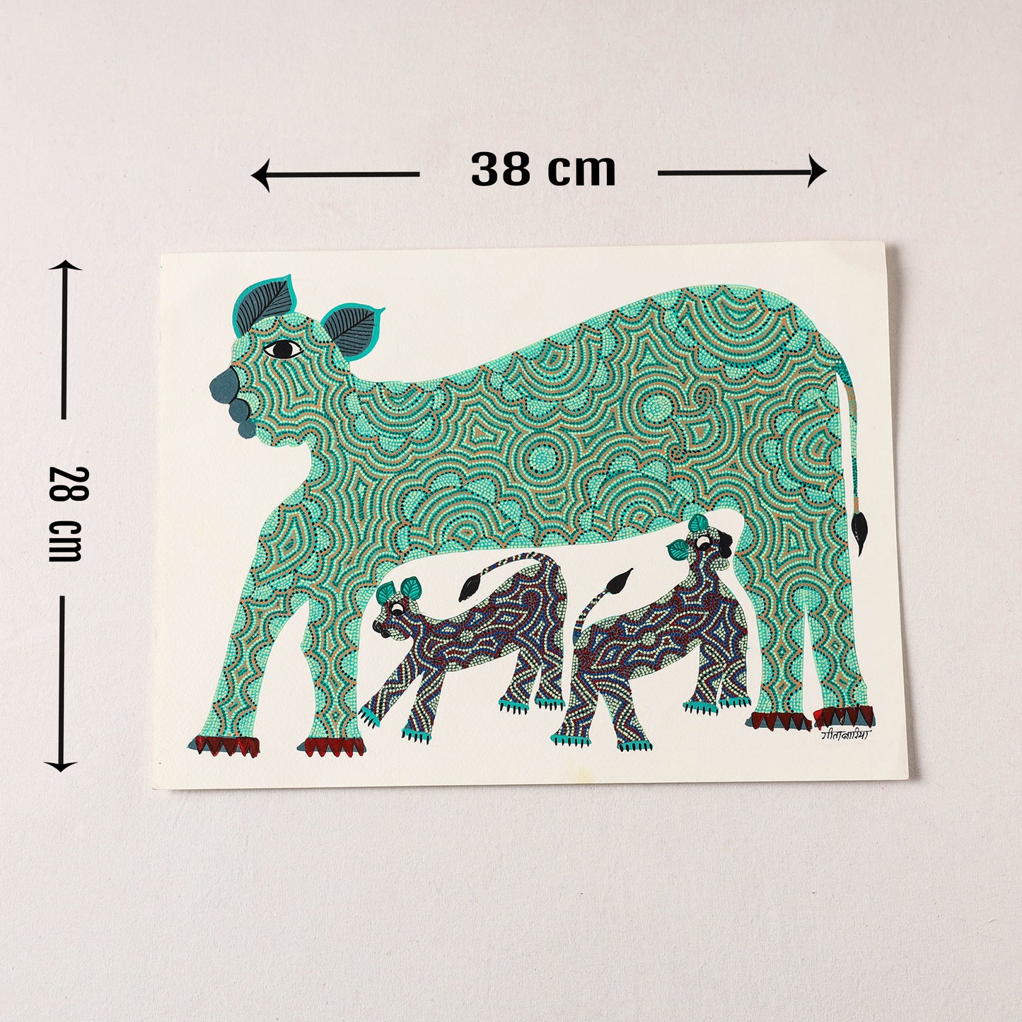  Handpainted Bhil Pithora Painting by Geeta Bariya 