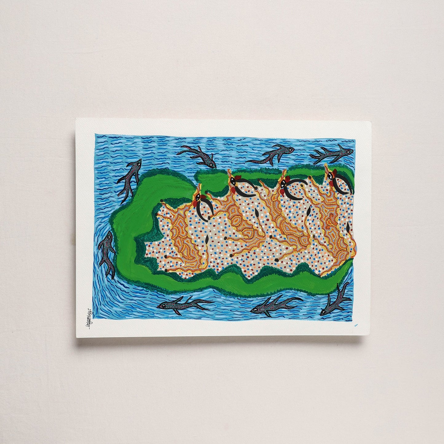  Handpainted Bhil Pithora Painting by Geeta Bariya 