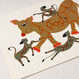  Handpainted Bhil Pithora Painting by Geeta Bariya 