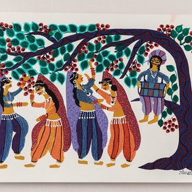  Handpainted Bhil Pithora Painting by Geeta Bariya 