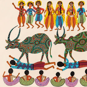  Handpainted Bhil Pithora Painting by Geeta Bariya 