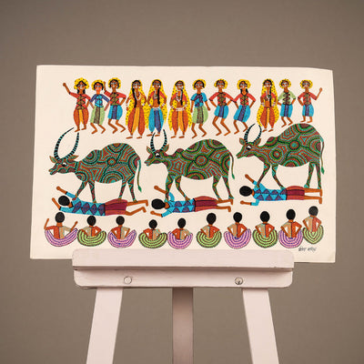 Handpainted Bhil Pithora Painting by Geeta Bariya 