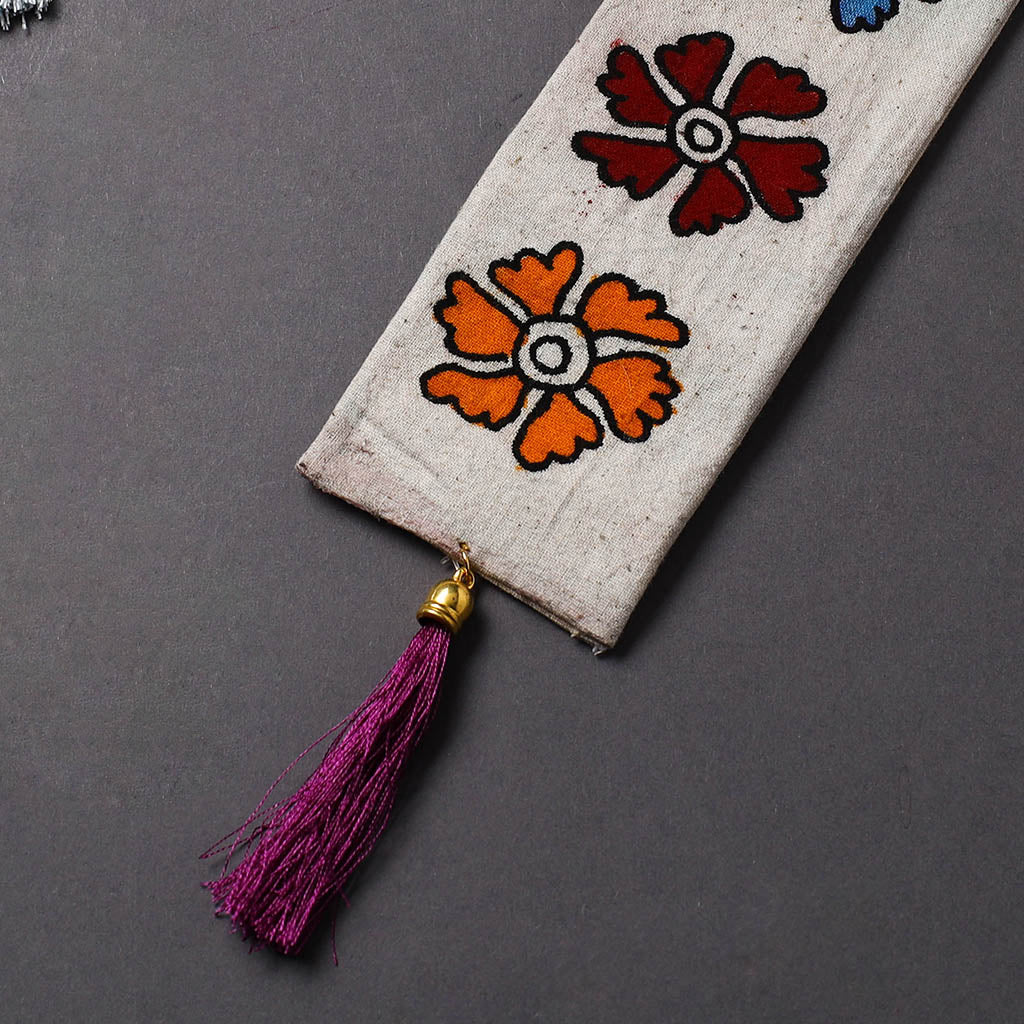 Handpainted fabric bookmark with tassel 02 - handcrafted