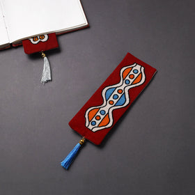 Handpainted fabric bookmark with tassel 05 - handcrafted