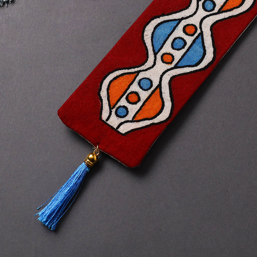 Handpainted fabric bookmark with tassel 05 - handcrafted
