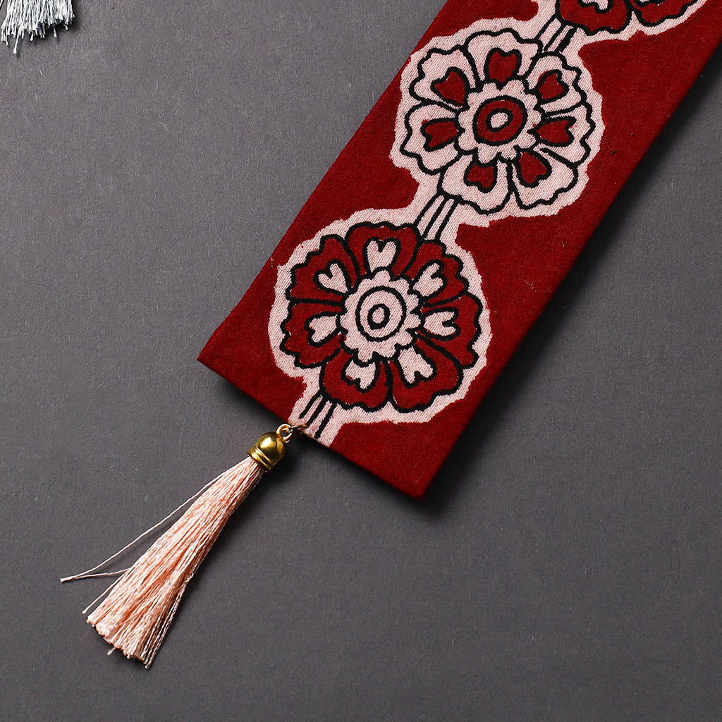 Handpainted fabric bookmark with tassel 08 - handcrafted