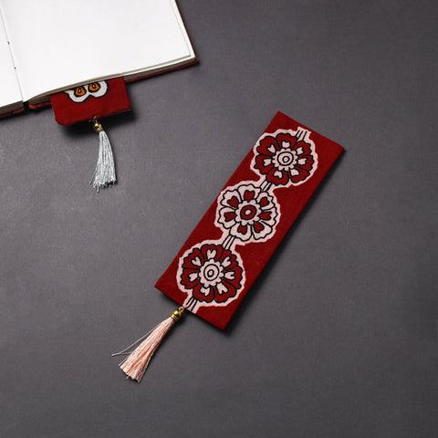 Handpainted fabric bookmark with tassel 08 - handcrafted