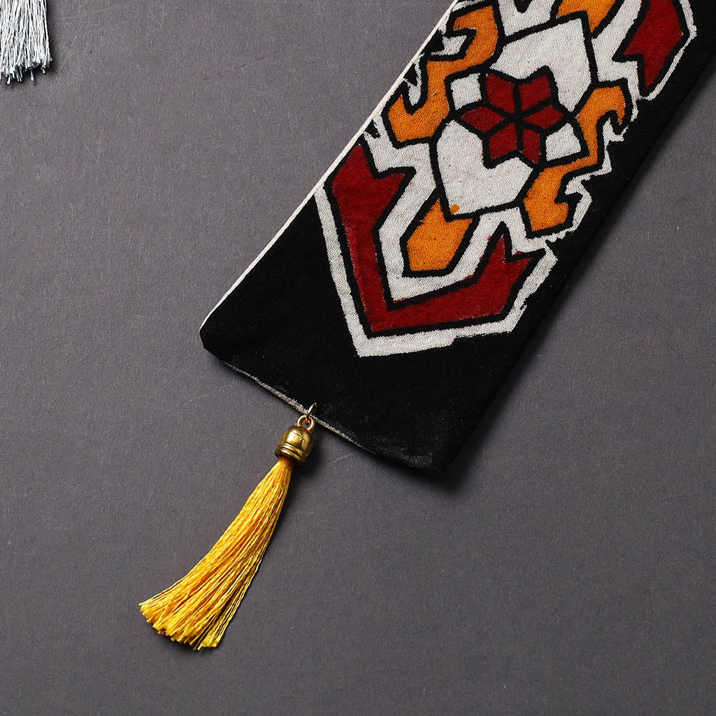 Handpainted fabric bookmark with tassel 09 - handcrafted
