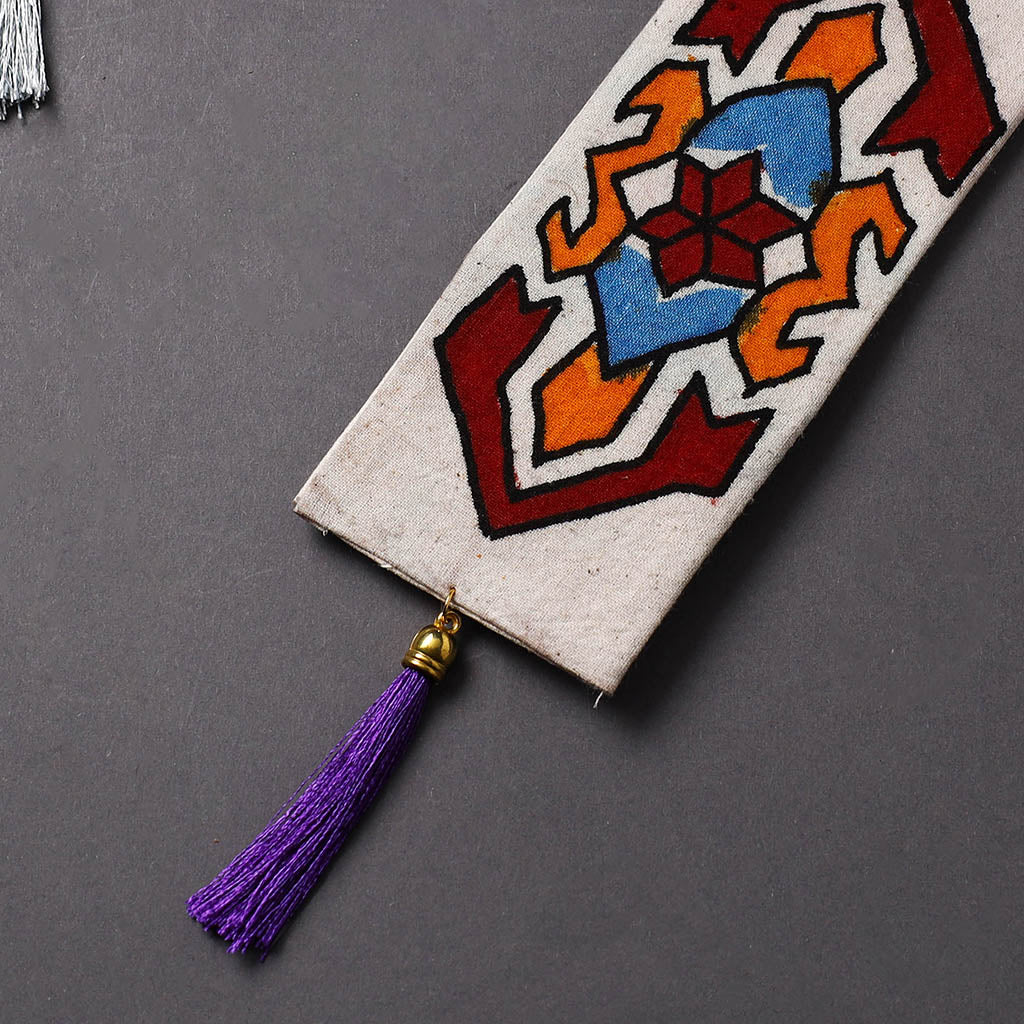Handpainted fabric bookmark with tassel 12 - handcrafted