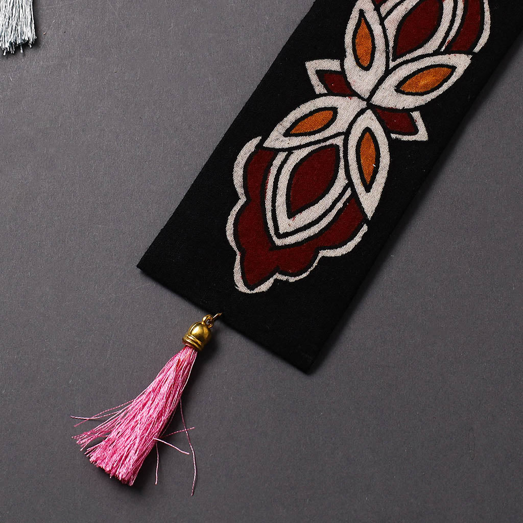Handpainted fabric bookmark with tassel 14 - handcrafted