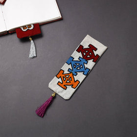 Handpainted fabric bookmark with tassel 17 - handcrafted