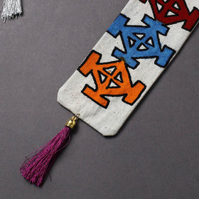 Handpainted fabric bookmark with tassel 17 - handcrafted
