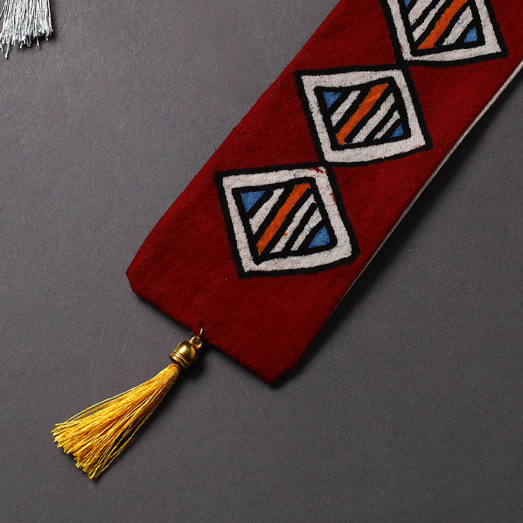 Handpainted fabric bookmark with tassel 20 - handcrafted