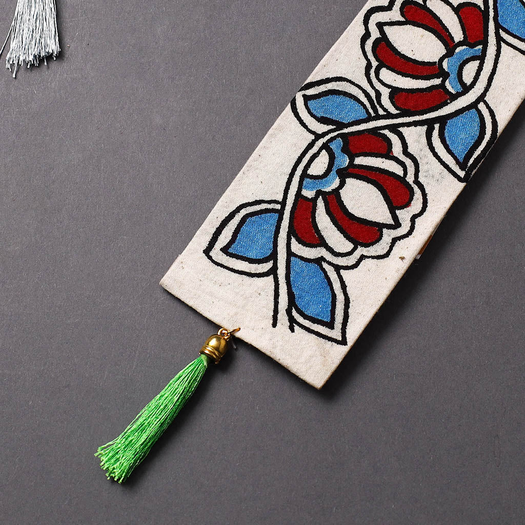 Handpainted fabric bookmark with tassel 24 - handcrafted