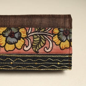 Handpainted kalamkari natural dyed ghicha silk clutch