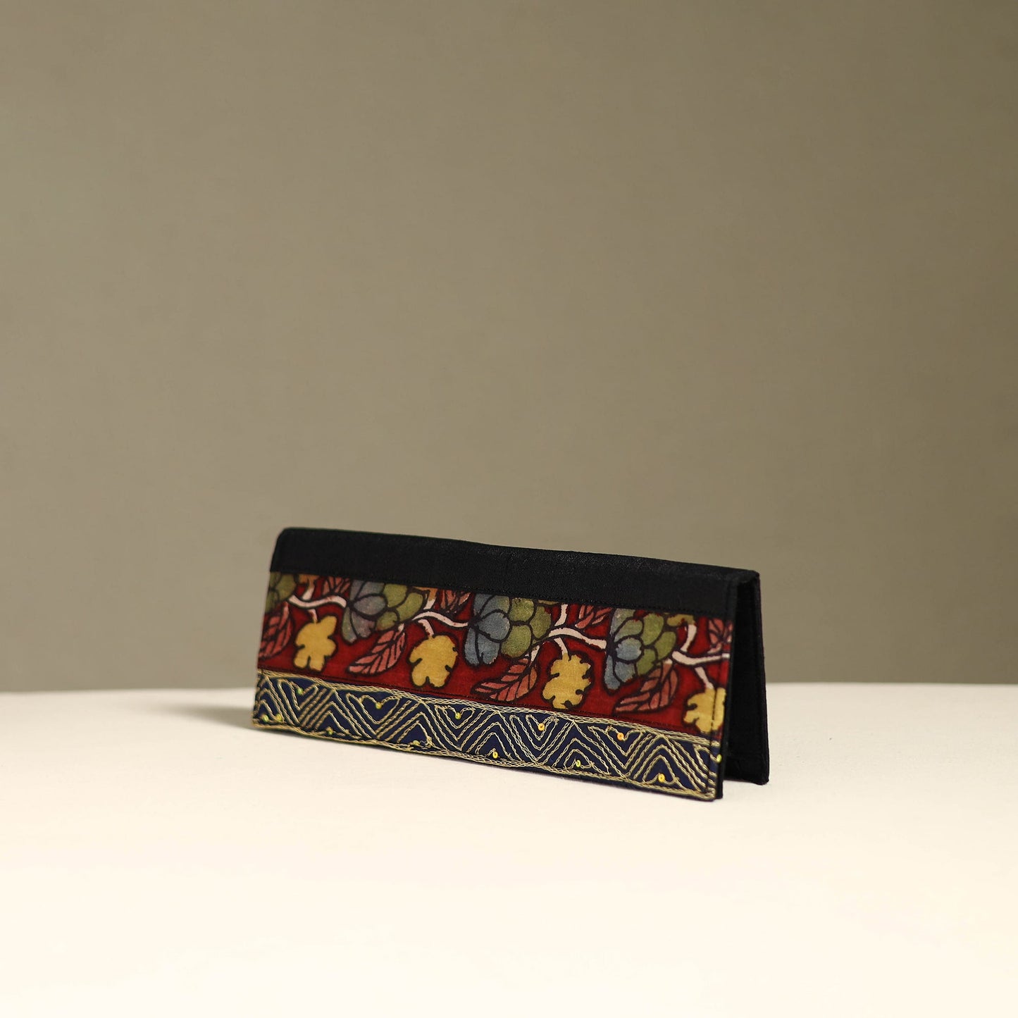 Handpainted kalamkari natural dyed ghicha silk clutch