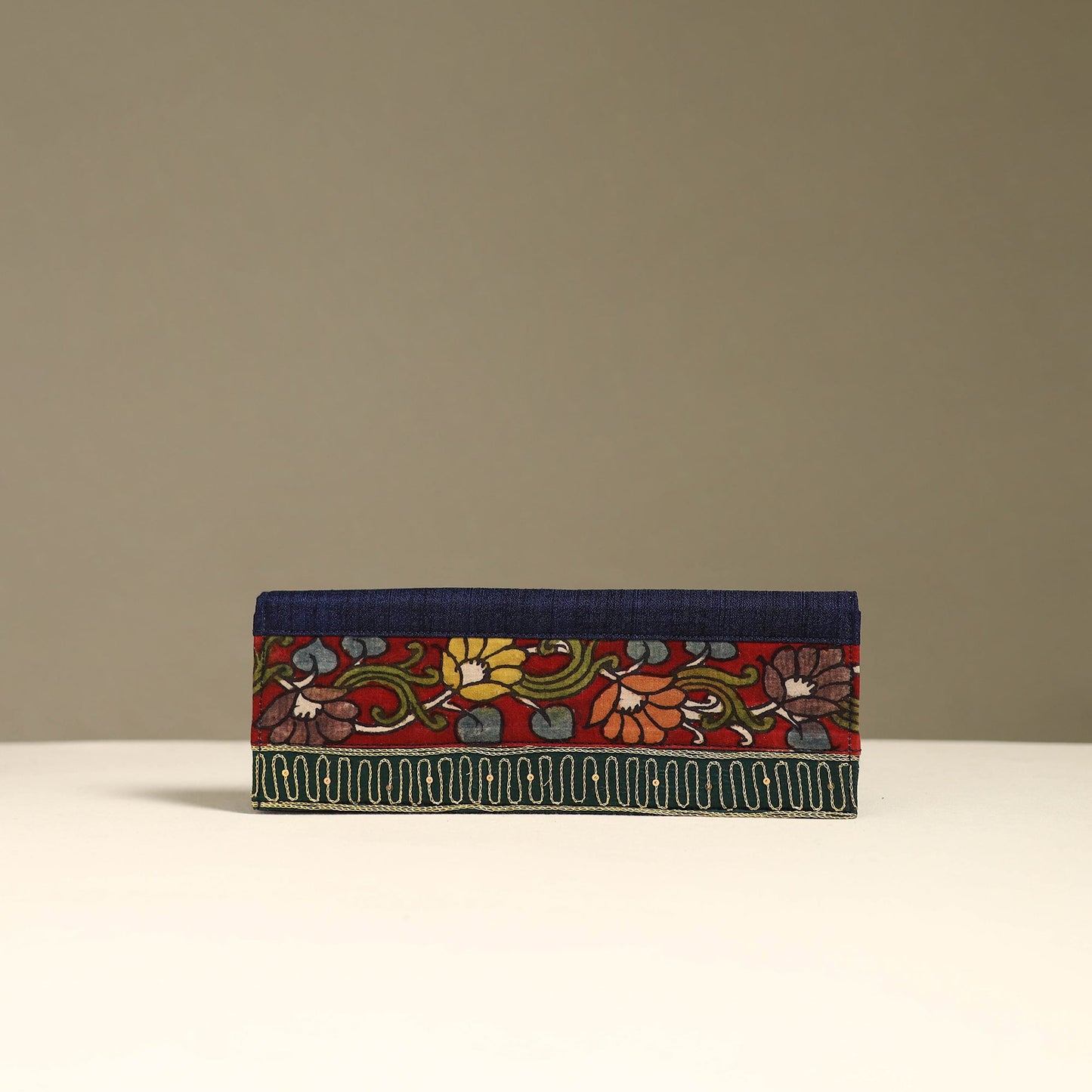 Handpainted kalamkari natural dyed ghicha silk clutch