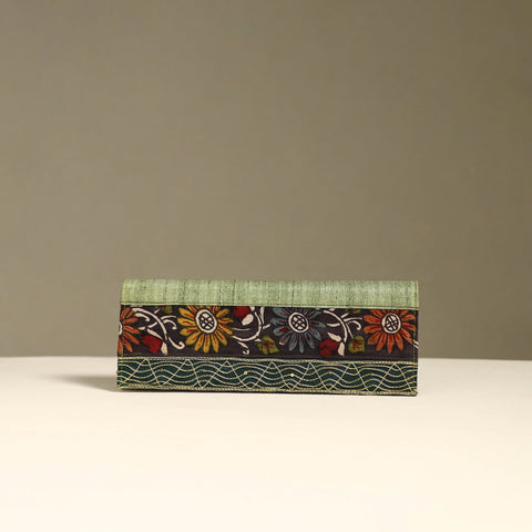 Handpainted kalamkari natural dyed ghicha silk clutch