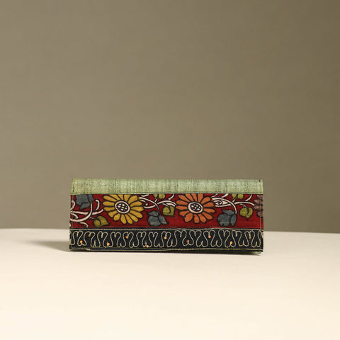 Handpainted kalamkari natural dyed ghicha silk clutch