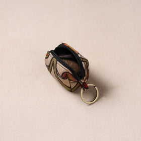 Handpainted kalamkari natural dyed keychain pouch 02