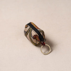 Handpainted kalamkari natural dyed keychain pouch 02