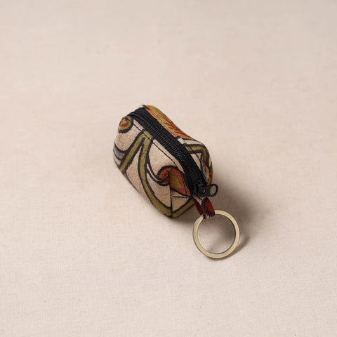 Handpainted kalamkari natural dyed keychain pouch 02