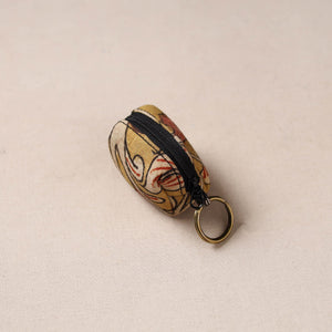 Handpainted kalamkari natural dyed keychain pouch 04