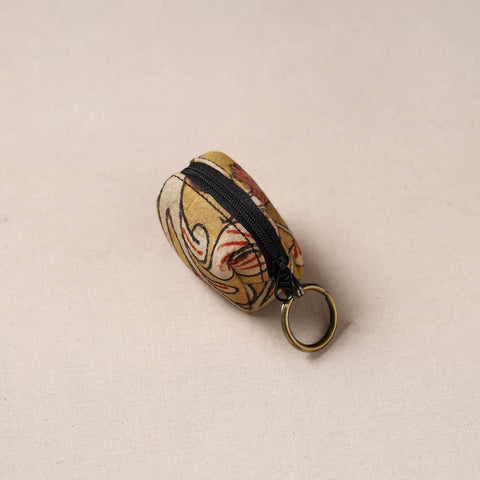 Handpainted kalamkari natural dyed keychain pouch 04