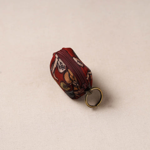 Handpainted kalamkari natural dyed keychain pouch 05