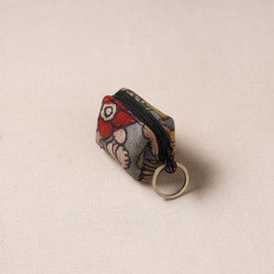 Handpainted kalamkari natural dyed keychain pouch 06
