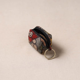 Handpainted kalamkari natural dyed keychain pouch 06